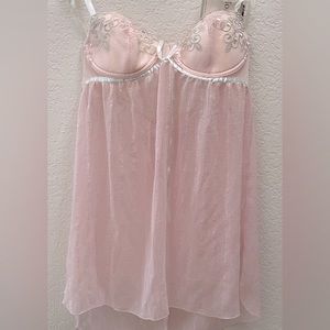 Vintage Flora Nikrooz Pink Babydoll chemise & panty NWT